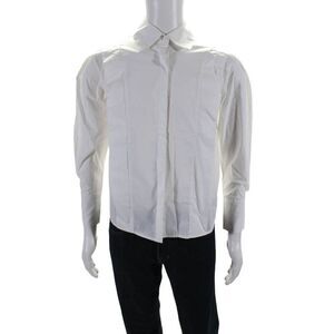 Commense Mens Long Sleeve Collared Button Down Shirt White Size XS